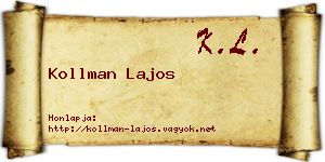 Kollman Lajos névjegykártya
